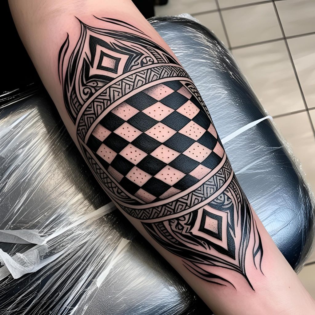 Classic Chessboard Tattoo