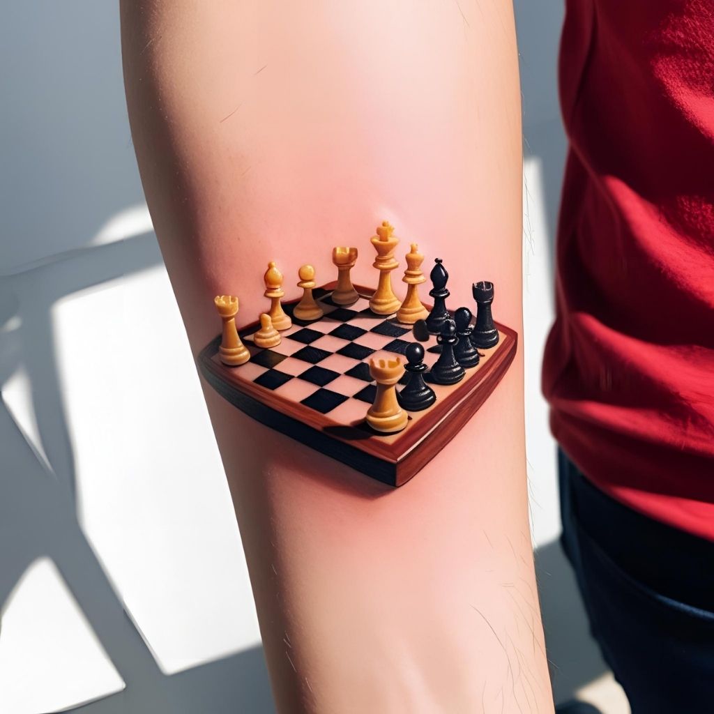 3D Realistic Chess Tattoo