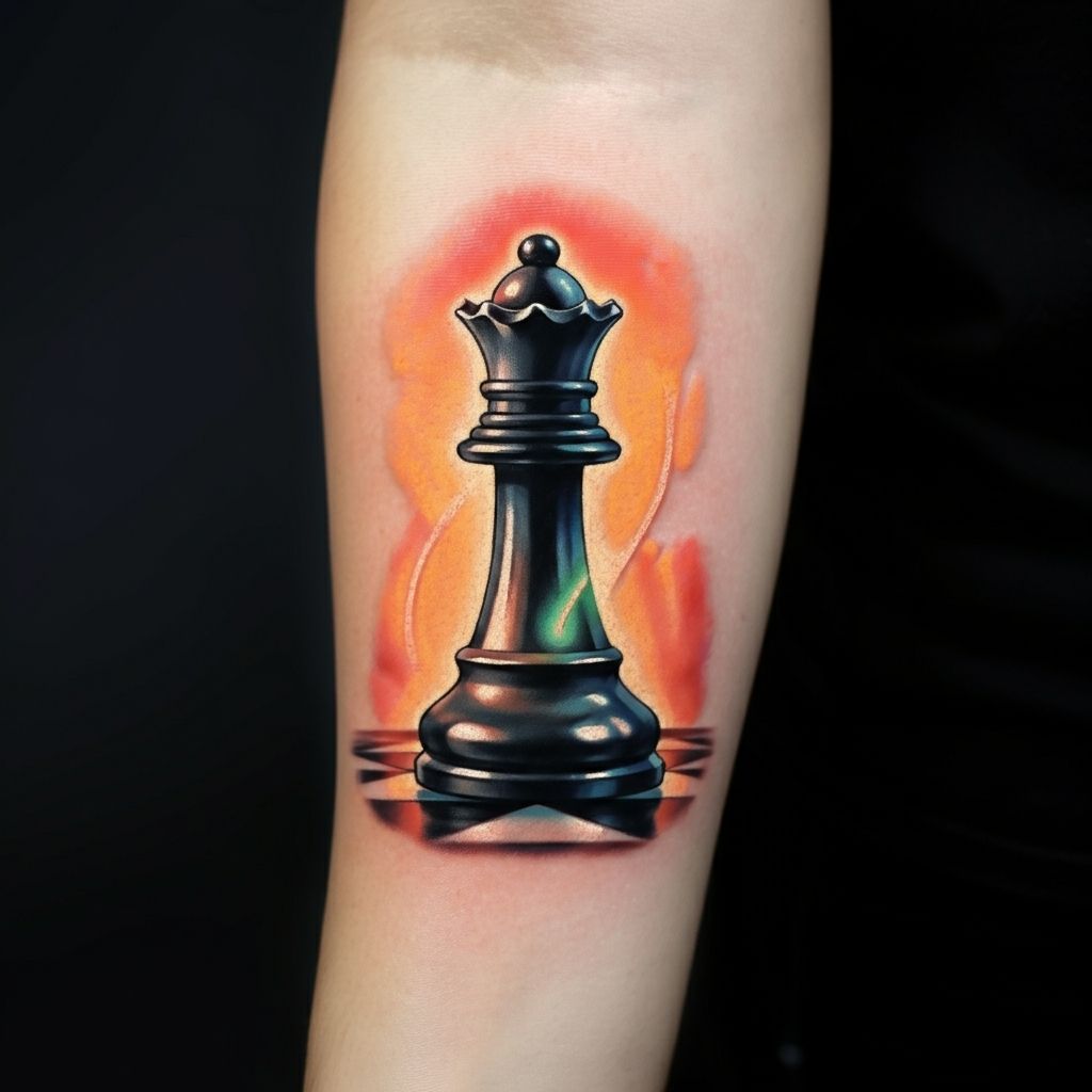 3D Realistic Chess Tattoo