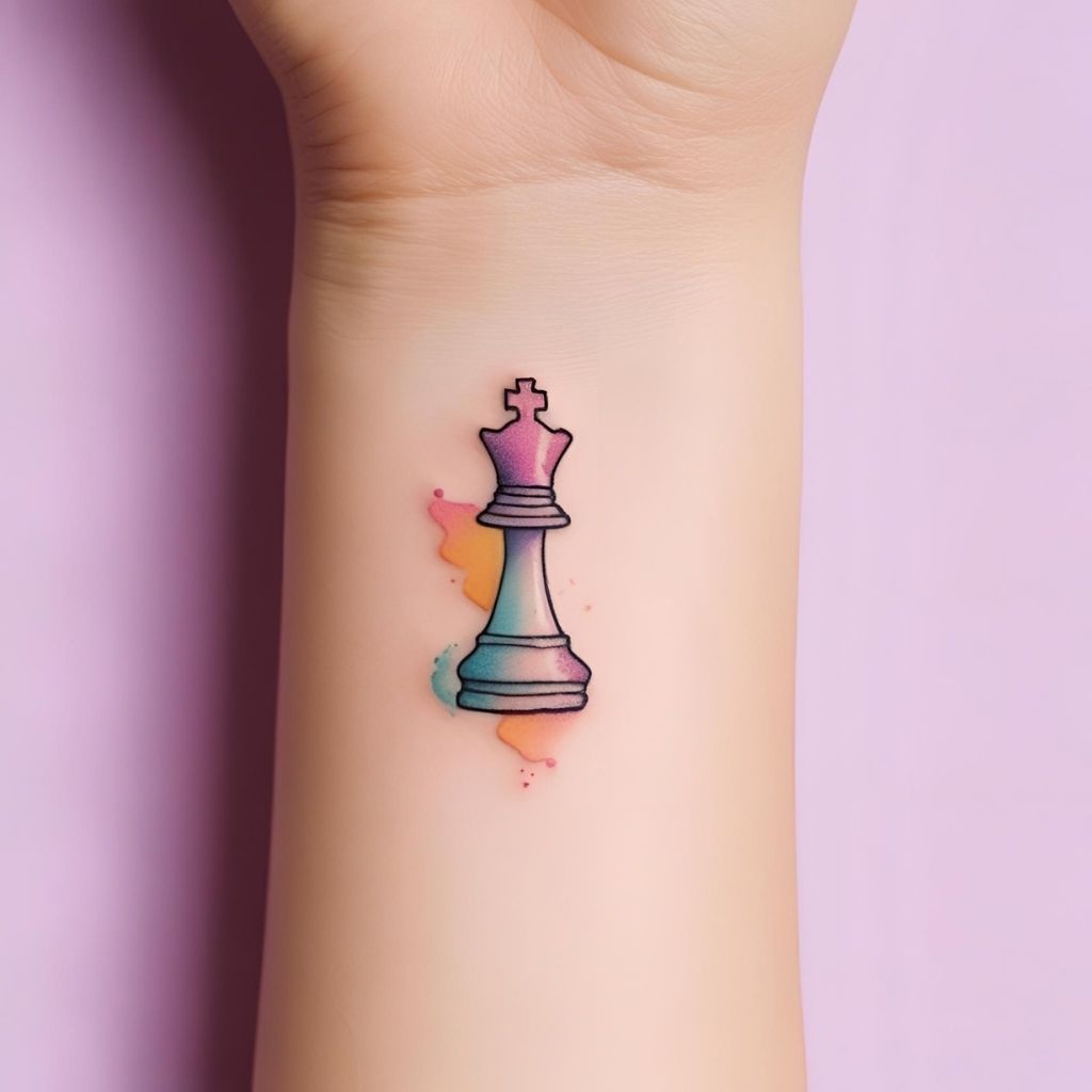 Watercolor Chess Tattoo
