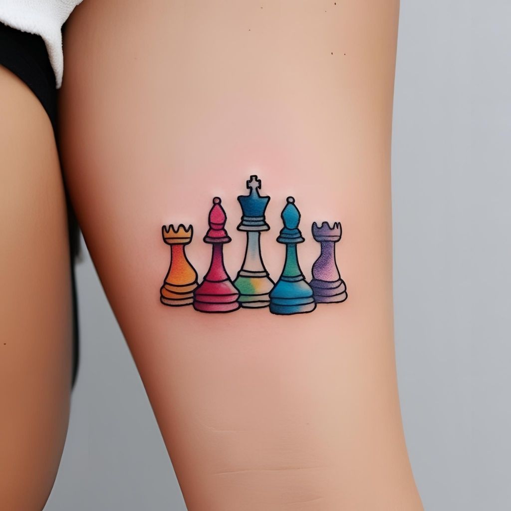 Watercolor Chess Tattoo