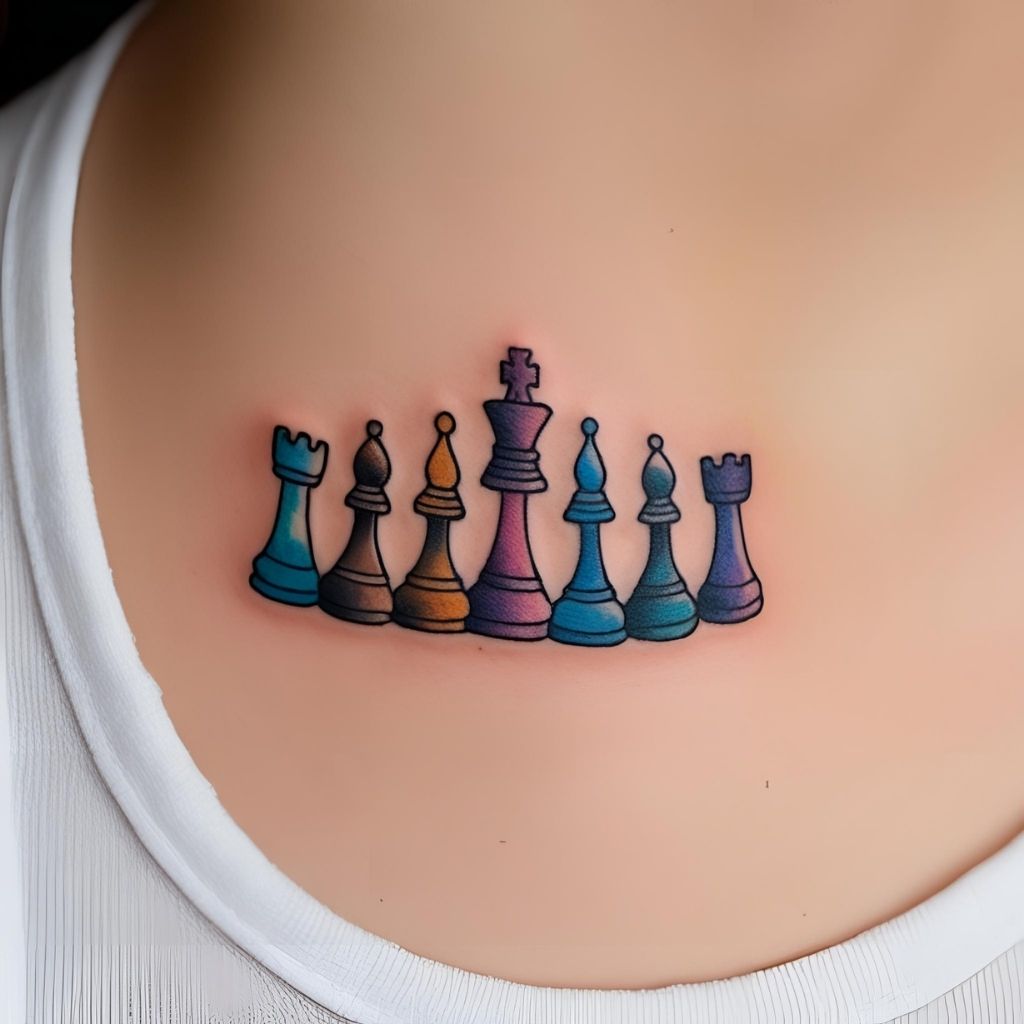 Watercolor Chess Tattoo