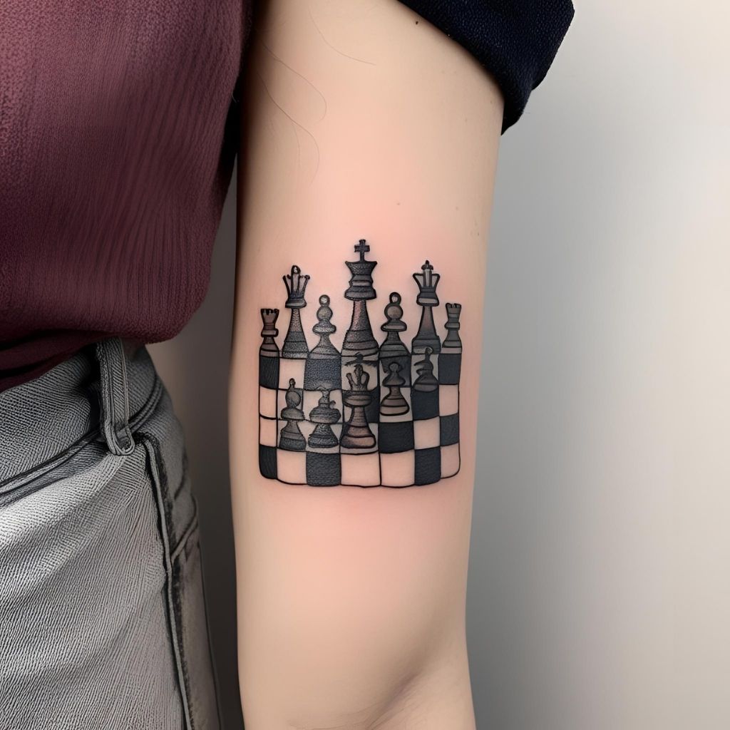 Blackwork Chess Tattoo