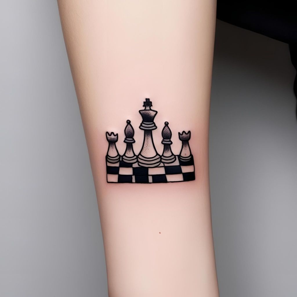Blackwork Chess Tattoo