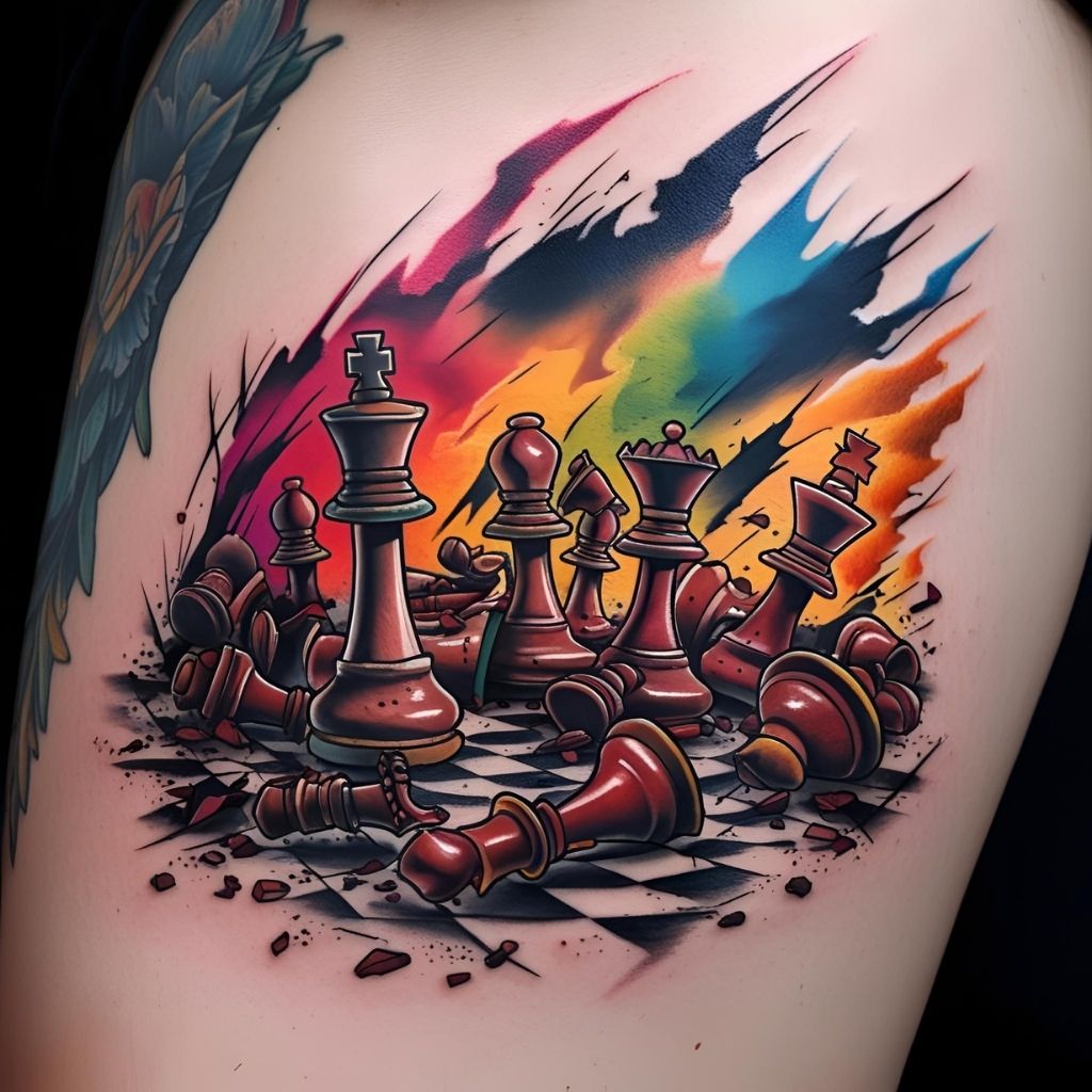 Fallen Chess Pieces Tattoo