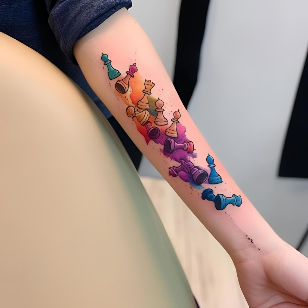 Fallen Chess Pieces Tattoo