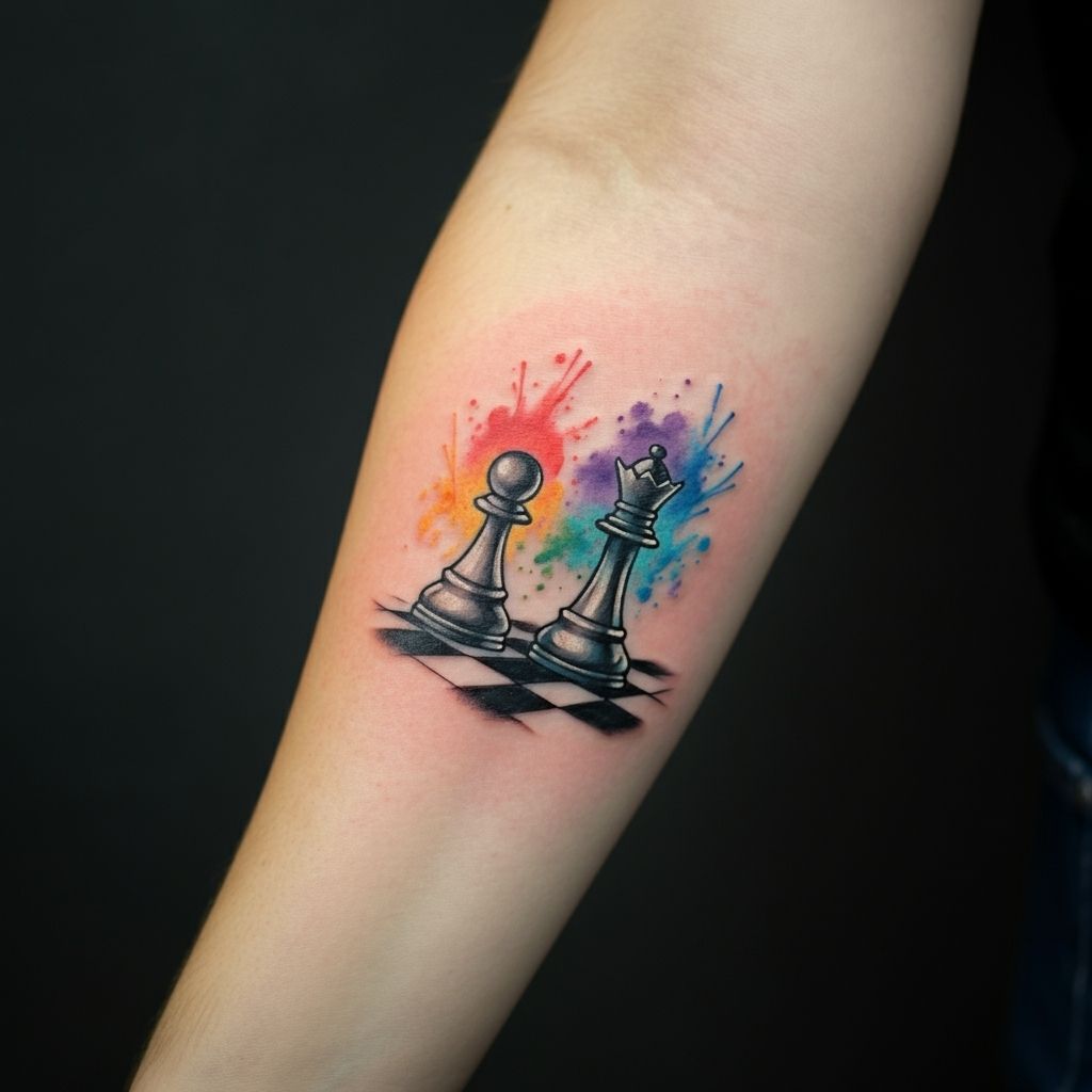 Pawn Transforming into a Queen Tattoo