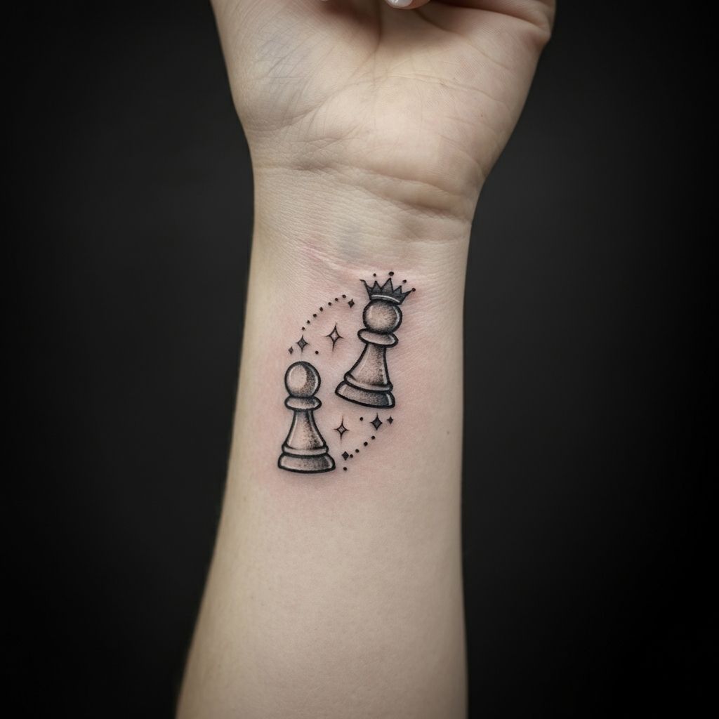 Pawn Transforming into a Queen Tattoo