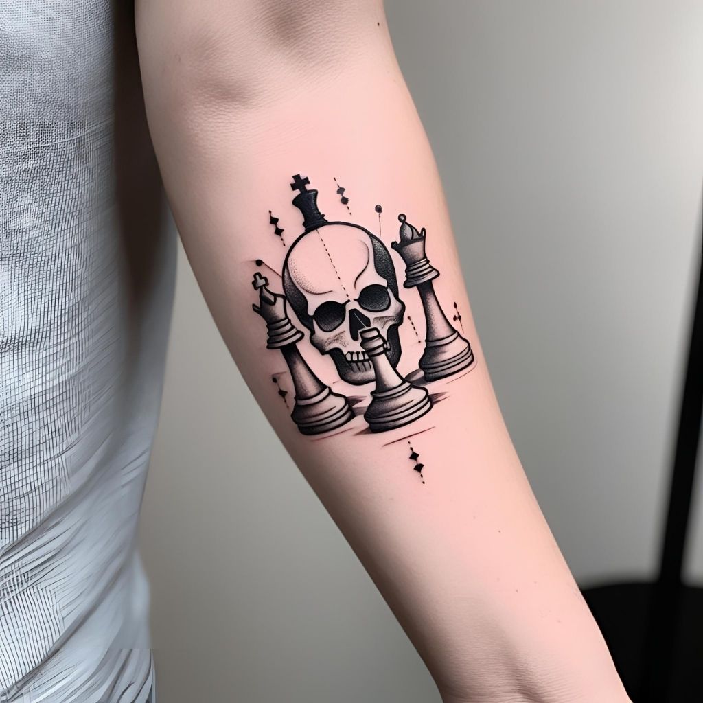 Skull and Chess Tattoo