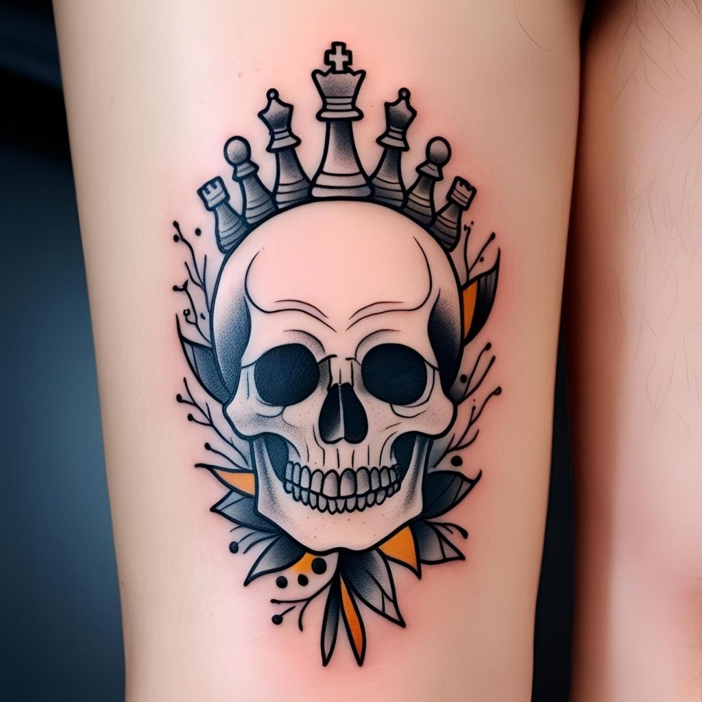Skull and Chess Tattoo