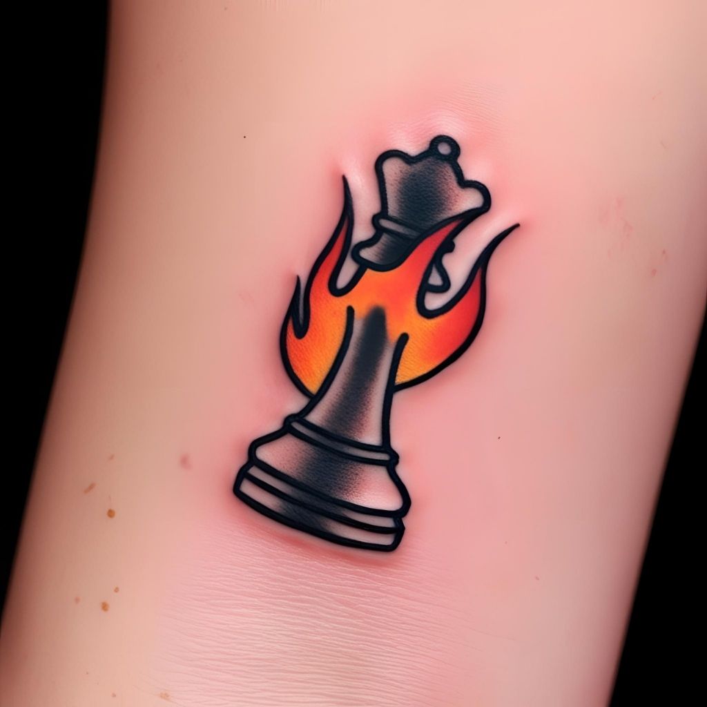 Flaming Chess Piece Tattoo