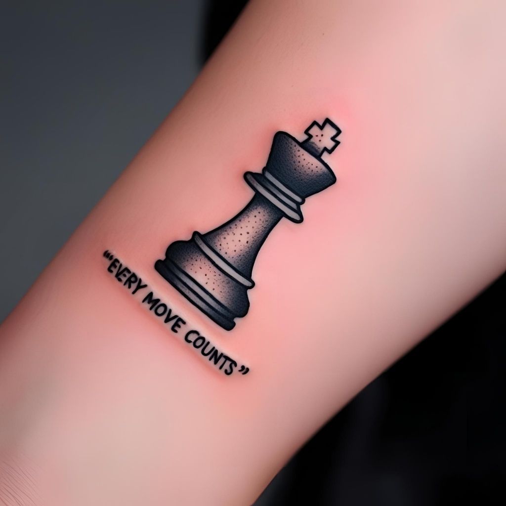 Chess Piece with Quote Tattoo