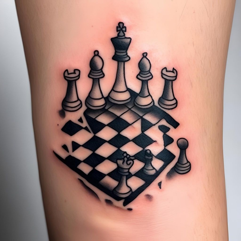 Broken Chessboard Tattoo